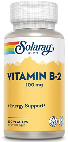 SOLARAY Vitamin B2 Supplement 100 mg for Men & Women, 100 Veg Capsules