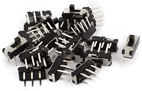 sourcing map 20 Piezas Posición 2 DPTD 2P2T 6 Pines PCB Panel Mini Vertical Interruptor Deslizante