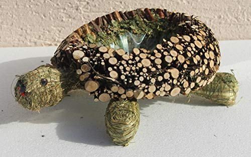 Dekofigur Heufigur Deko Figur Schildkröte liegend L 28 cm Figur zum Bepflanzen aus Naturmaterial Heu und Reisig