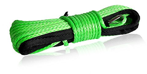 5 mm x 15 m Durable Synthetic Winch Cable Rope, 3/16 Inch Winch Line for ATV UTV Vehicle, Spectra Rope (Green)
