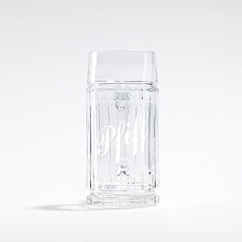 Stölzle Lausitz Mini Bierkrug Gambrinus 0,125 Liter / 4er Set kleine Bierkrüge mit „Pfiff“ / Stabiler Bier Krug/Biergläser 0,125 Liter aus Soda Lime Glas/Bierseidel Spülmaschinengeeignet
