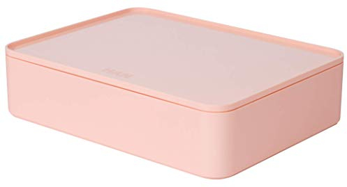 HAN Schubladenbox Allison SMART-ORGANIZER Utensilienbox mit Innenschale und Deckel/ Serviertablett, stapelbar, Büro, Schreibtisch, Badezimmer, Küche, möbelschonende Gummifüße, 1110-86, flamingo rose