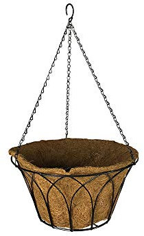 Garden Pride 14 Hanging Basket - Flat Round Gothic Planter - Complete with Coco Liner and ready to plant