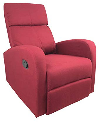 Totò Piccinni Poltrona Relax Reclinabile con Poggiapiedi Imbottita Confortevole (Manuale, Tessuto Bordeaux)
