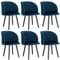 WOLTU Esszimmerstühle 6er Set Küchenstühle Wohnzimmerstühle Polsterstühle, Armlehnstühle mit Rückenlehne, für Esszimmer, Küche, Wohnzimmer, Samt, Gestell aus Massivholz, Blau, BH121bl-6