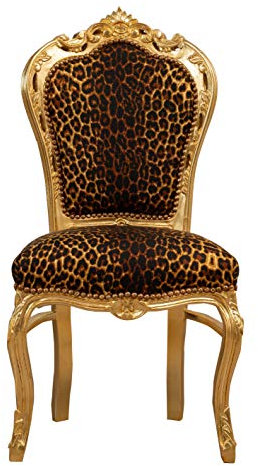 Biscottini Baroque Armchair 108 x 55 x 55 cm | Louis XVI Chairs | Leopard Armchair | French Style Living Room Chair | Special Style Armchairs
