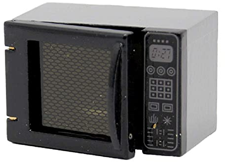 Dolls House Black Microwave Miniature Modern Kitchen Appliance Accessory