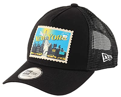New Era New York Truckerkappe mit Patch Postkarte Cap schwarz verstellbar Basecap - One-Size