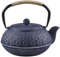 Cast Iron Teapot, Japanese Style Tetsubin, Tea Kettle with Removable Stainless Steel Infuser, Blue Iron Teapots for Coffee,Tea Bags,Loose Tea, Floral Pattern, 34oz / 1000ml