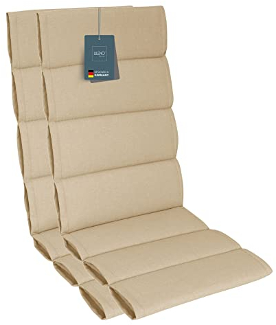 LILENO HOME Gartenstuhl Auflagen als [2er Set - Hochlehner] in Natur - Bequeme Liegen als Sitzauflagen für Gartenmöbel - Stuhlkissen für Gartenstühle und Klappstühle