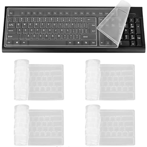 quiodok 4 Stück Desktop-Computer-Tastatur-Schutzfolie, Anti-Staub-Silikon-Tastaturschutz, Universelle Tastaturschutzfolie für PC-Computer mit 108 Tasten in Standardgröße (445 * 130 mm)
