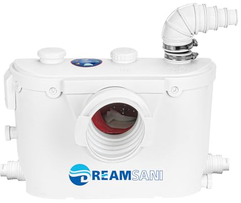 Macerator Pump for Macerating Toilet, 500Watt Sewerage Water Pump with 4 Water Inlets Domestic Waste Water Bathroom Toilet Sink Disposal Kitchen Drainage