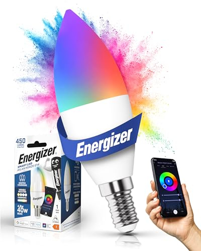 Energizer Smart LED, WLAN Kerze, 5,5W, E14, per App steuerbar, SmartHome, kompatibel mit Alexa, Google Home und Siri, kein Hub benötigt, mehrfarbig & dimmbar, 1 Stück