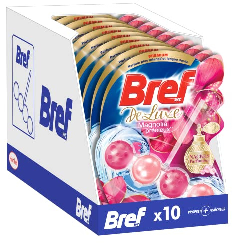 Bref WC Deluxe Precious Magnolia - 10 WC-Block (10 x 50 g) - WC-Reiniger - WC-Duft - Antikalk-Formel
