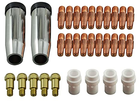 RIVERWELD 36KD MB36 MIG MAG Torcia di saldatura Ugello di contatto 1,0 mm M8 Ugello di gas Ugello di contatto conico Porta dell'ugello Diffusore Accessori materiali di consumo 31pcs