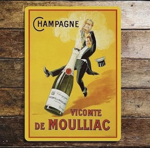 MATLPATS Vintage French Champagne Ad Metal Sign Champagne Sign French Sign Retro Wall Sign 8 * 12 Inch