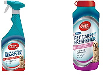Simple Solution Dog Stain and Odour Remover | Enzymatic Cleaner with Pro-Bacteria Cleaning Power - 750ml & Pet Carpet Freshener with Enzymatic Cleaning Granules - 500g