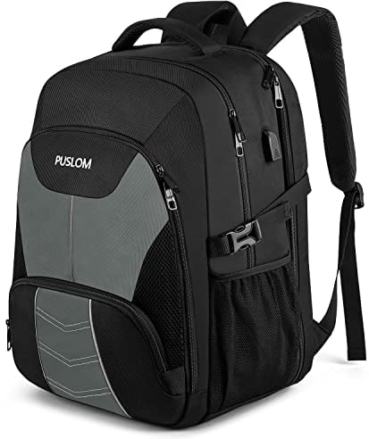 Extra Large Backpack for Men 55L,18.4 Inch Travel Laptop Rucksack with USB Charging Port Business Flight Approved Carry On Backpack,TSA Big Capacity Heavy Duty Computer Bag College School Bookbag,Grey