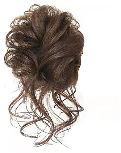 Parrucca da Donna, Parrucchino Riccio, Parrucchino Disordinato, Capelli Castano Chiaro da Donna, Parrucchino Riccio Ondulato Sintetico, per L'uso Quotidiano