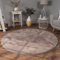 Paco Home Teppich Wohnzimmer Kunstfell weich waschbar modern elegant pflegeleicht Felloptik Uni Seidenglanz flauschig Kurzflor, Grösse:160 cm Rund, Farbe:Taupe