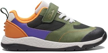 Clarks Boys' Steggystride K Trainers, Green Combi, 1 UK