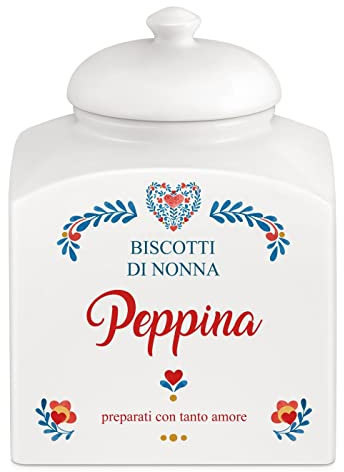 Maverton Biscottiera in ceramica - stampa personalizzata - barattolo da cucina 3 L - protezione ermetica del barattolo per dolci - pensiero speciale per la donna - cuori fiori