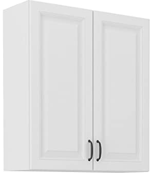 Mirjan24 Küchenschränke Retroline Unterschrank Hängeschrank Spülenunterschrank Herdumbauschrank Eckunterschrank Backofenschrank Küchenzeile (Weiß, Hängeschrank 80 G-90 2F)
