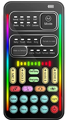 Changeur de Voix, Carte Son Portable avec 8 Effets Sonores, Mini Déguisement de Voix Bluetooth, Modulateur de Son Portable pour PS5//PC/téléphone Portable/Ordinateur Portable
