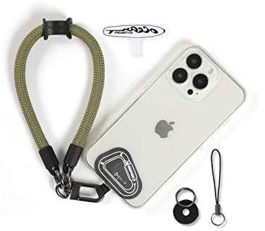 project-cb Dragonne pour téléphone,2 Téléphone Cordon Patch,Dragonne pour clé, AirPods, Appareil Photo,Cordelette de Poignet(Vert, 30cm)
