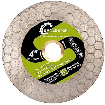 Diamant Trennscheibe 105mm Sechseck Design - Trennschleifscheibe für Porzellan Keramik Fliesen Marmor Kunststein Quarz SANLEETEK