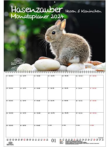 Hasenzauber Hasen und Kaninchen Planer DIN A2 Kalender für 2024 - Seelenzauber