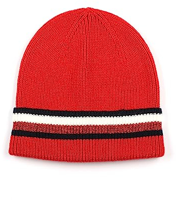Tommy Hilfiger Damen Mütze mit Metallic-Streifen, Primary Red Multi, Einheitsgröße