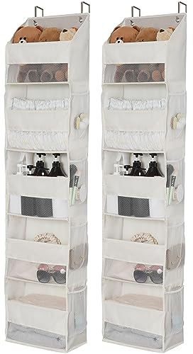 GRANNY SAYS 5-Shelf Over Door Storage Organiser, Pack of 2 Back of Door Hanging Organiser, Over the Door Hanging Storage Organiser Beige, Large Behind Door Storage Hanging Organiser for Nursery