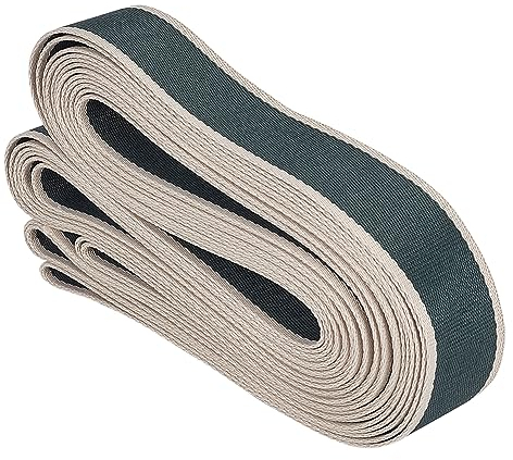 BENECREAT 10 Yard Grün-Beige Baumwoll-Gurtband, 38mm Breites Gestreiftes Leinenband Zum Nähen von Gürtel, Rucksäcken, Handtaschen, 2mm Dick