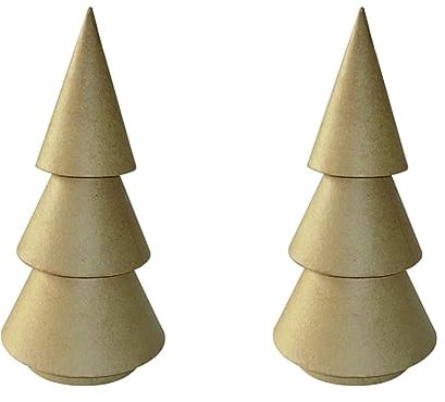 Decopatch NO002O Weihnachtsbaum M aus Pappmaché, 15 x 15 x 30,5 cm, zum Verzieren, perfekt für Weihnachtsdeko, Kartonbraun (Packung mit 2)