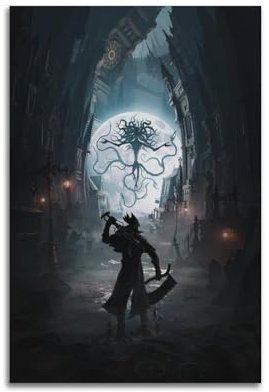 Quem Videospiel-Poster, Motiv: Bloodborne, dekoratives Gemälde, Leinwand, Wandposter und Kunstdruck, moderne Familienschlafzimmer-Dekoration, Poster, 20 x 30 cm