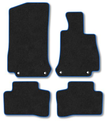 Mercedes EQC (2019-2023) Carpet Car Mats | Blue Edge Trim Tailored Fit Floor Mats Full Coverage Protection Accessories Easy Clean Anti Slip Made in the UK