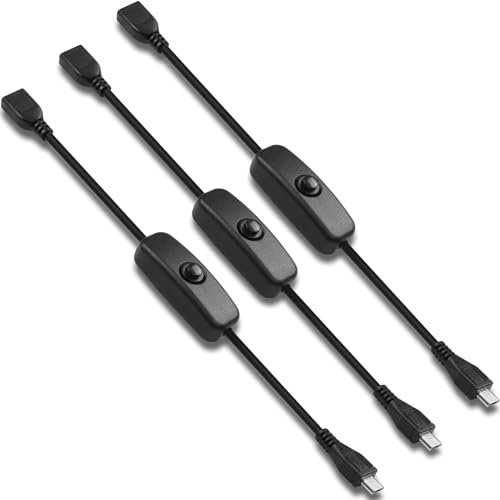 HATMINI Micro USB mâle vers femelle avec interrupteur câble de charge 5 V 2 A câble d'extension micro USB court prise en charge de l'alimentation de charge pour appareils micro USB