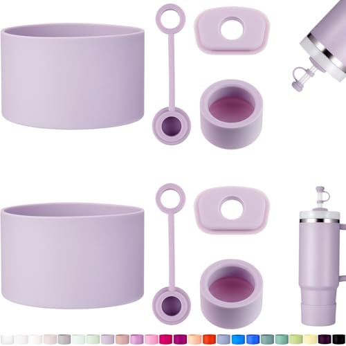 HYZ 8 Piece Accessories for Stanley Cup, Silicone Spill Proof Stopper Set and Protective Boot Including Straw Cover Cap for Stanley H2.0 20oz 30oz 40oz Tumbler, Orchid
