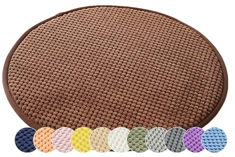 1/2er Set Rund Sitzkissen Kordsamt Rund Stuhlkissen Polster Auflage Kissen, Stuhlauflage rutschfest Sitzpolster für Haus & Garten Büro (Braun,35x35cm (1er-Pack))