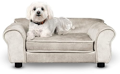 Mg Design Haustiersofa in Weiß – stabiles Holzgestell, weich gepolstert, pflegeleicht – Hundesofa & Katzensofa, fertig montiert