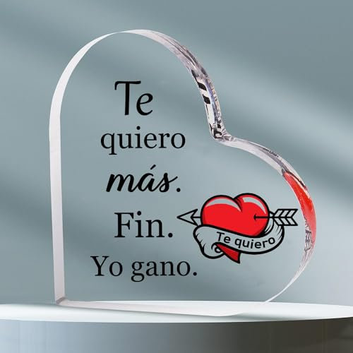 FANAOREN San Valentin Regalos Mujer Hombre, Regalo Aniversario Pareja, Placa Acrílica - Te quiero más. Regalo Pareja, Regalo Mujer Hombre Novia Novio Enamorados