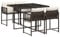 vidaXL Garten Essgruppe 5-TLG., Gartenmöbel Set Tisch mit 4 Stühle, Gartengarnitur mit Kissen, Sitzgruppe Essgarnitur Terrasse, Braun Poly Rattan