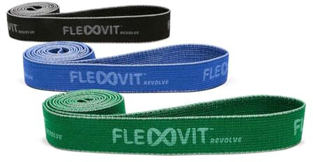 FLEXVIT Revolve 3er Set Gym (Grün, Blau, Schwarz) - Widerstandsband-Set für Gym-Workouts, Krafttraining und fortgeschrittene Fitnessübungen, Core-Stability und Rotationsübungen