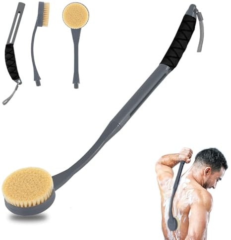 Back Scrubber for Shower,20.5 Long Handle Shower Brush for Body for Deep Clean,Back Brush for Shower for Men Women(Grey)