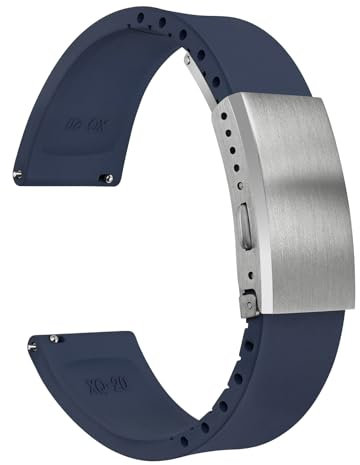 watchdives Fluorkautschuk Uhrenarmband, Zuschneidbares Uhrenarmband mit Schnellverschluss, Weiches Ersatzarmband mit Gefräster Schließe für Männer und Frauen, 18 mm/19 mm/20 mm/21 mm/22 mm