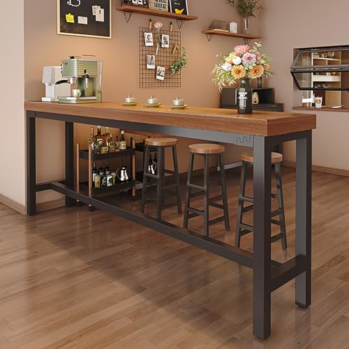 NOBBAT Rechteckiger Stehtisch, Stehtisch, Hochtisch, Theke, Frühstücks-/Ess-/Stehtisch mit Fußstütze und verstellbaren Fußpolstern, Metallrahmen, Pub-/Kaffeetisch für kleine Räume, Küche, Wohnzimmer(1