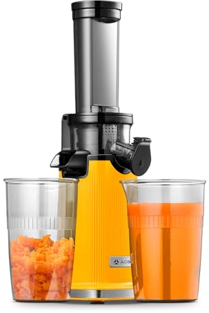 AOBOSI Entsafter,Mini slow juicer mit Rückwärts-Kau-Funktion-saftpresse elektrisch mit Bürste und 2 Tassen- Multifunktions obstpresse-elektrische Fruchtpresse (Orange, 45MM)