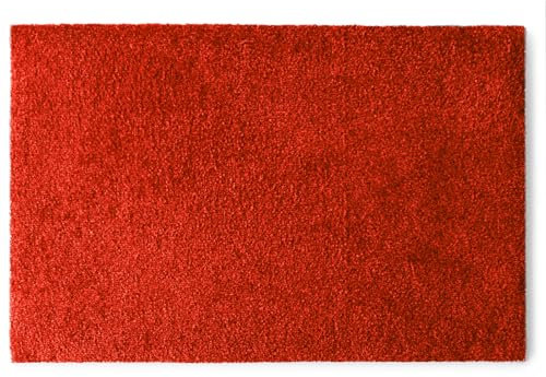 Floordirekt Schmutzfangmatte, 50 x 80 cm, Türmatte, Fußmatte, Fußabtreter, Eingangsbereich, Türvorleger, Sauberlaufmatte, washbar, Meterware, Domenico (Rot)