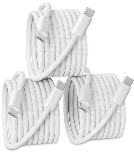 Belcompany USB C Cable 60W 3-Pack 6ft Nylon Braided USB C to USB C Cable Type C Charger Fast Charging Cord USBC Charger Cable for iPhone 16 Pro Max 15 Plus Samsung S24 S23 iPad Pro MacBook AirPods Pro